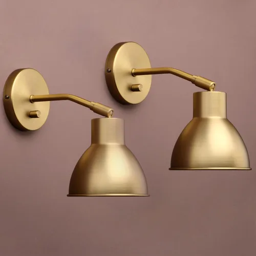 Yosoan Juego de 2 apliques de pared de lectura para interiores con interruptor de encendido y apagado, latón, moderno, vintage, industrial con