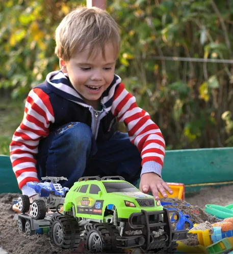 Miniatura 4 de Mozlly Camiones monstruo accionados por fricción con remolques SUV ATV – 2 juegos de camiones monstruo juguetes con gancho extraíble ATV remolques