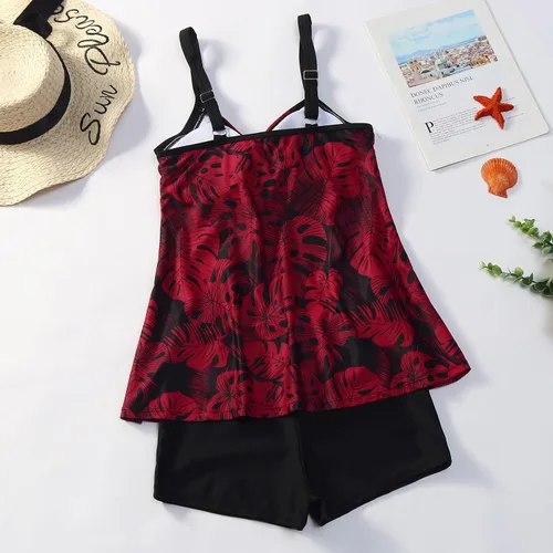 Miniatura 6 de Traje de baño tankini de talla grande para mujer, brasier acolchado push-up con relleno, conjunto de bikini para traje de baño, ropa de playa