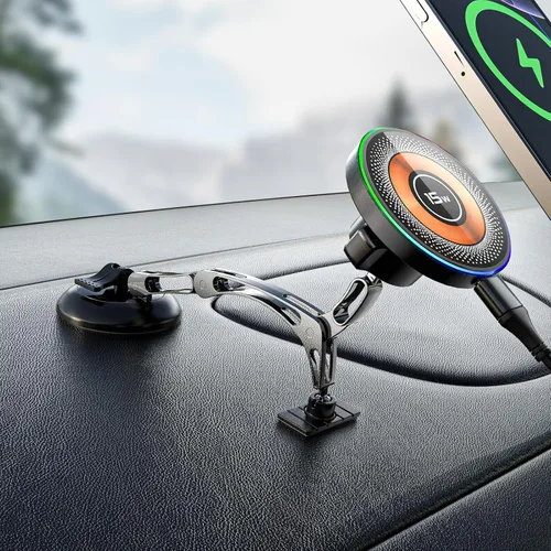 Miniatura 9 de Cargador magnético de montaje en coche inalámbrico, carga rápida de 15 W, soporte magnético para teléfono celular 2 en 1, se pega en el parabrisas