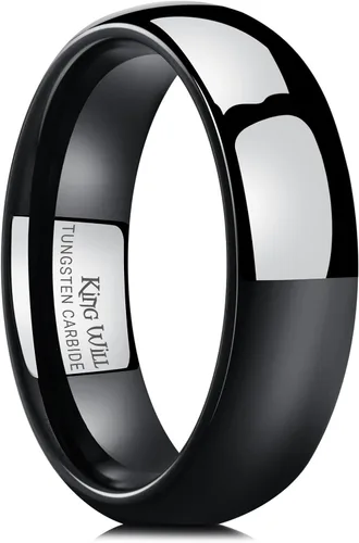 Miniatura 8 de King Will Alianza de boda de carburo de tungsteno para hombres y mujeres, anillos de promesa para parejas abovedados de alto pulido