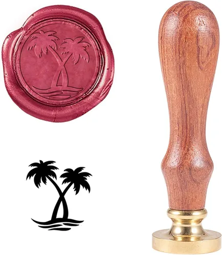 PH PandaHall Sello de cera de árbol de coco, sello de sellado de plantas, sello de cera retro vintage para adornos de boda, adornos de sobres,