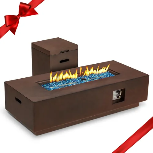 Miniatura 35 de ECOTOUGE Mesa de cubierta de tanque de propano, 15.5 pulgadas para mesa de fuego, mesa oculta cilíndrica para exteriores para fogata de gas