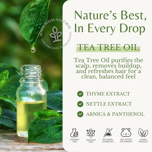 Miniatura 4 de EDENIKA BOTANICALS Champú de aceite de árbol de té, limpieza profunda para acumulación y cuero cabelludo graso, alivia la picazón del cuero