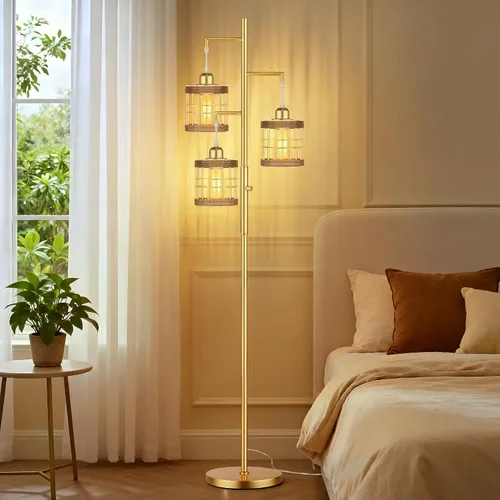 Miniatura 8 de QiMH Lámparas de pie industriales para sala de estar, lámpara de pie de árbol con regulable continuo, lámparas de 68 pulgadas de alto