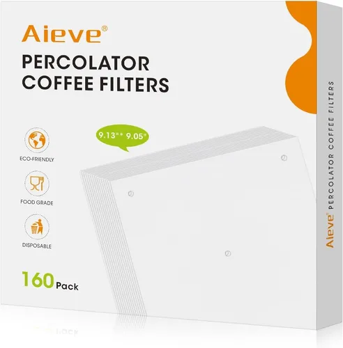 Miniatura 8 de Aieve 160 filtros de café percolador, papel de filtro perforado sin blanquear para ollas de café eléctricas, filtros percoladores envolventes