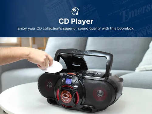 Miniatura 2 de Emerson EPB-3002 Boombox portátil Bluetooth, radio estéreo MP3/CD AM/FM con reproductor/grabador de cassette, subwoofer y entrada USB