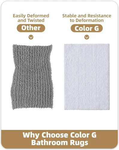 Miniatura 8 de Color&Geometry Alfombra de baño blanca, alfombra de baño antideslizante de 24 x 43 pulgadas, absorbente, suave, lavable, alfombra de baño de Todo