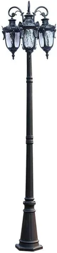 Europea al aire libre grande 3 cabezas paisaje linterna impermeable alto poste columna lámpara tradicional victoriano jardín calle luz vidrio