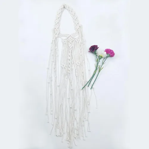 Miniatura 5 de kiido Tocado de novia con velo de novia, diadema bohemia hecha a mano, macramé, tiara nupcial, 39 pulgadas
