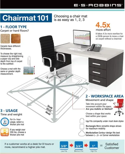 Miniatura 6 de ES Robbins Natural Origin - Tapete rectangular de vinilo para silla de suelo duro, 46 x 60 pulgadas, transparente