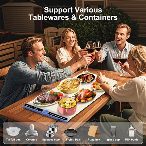 Miniatura 7 de Tapete de calentamiento para alimentos extra grande (XXL: 40 x 15 pulgadas), tapete de calentamiento de alimentos para encimera, fiestas, bufé