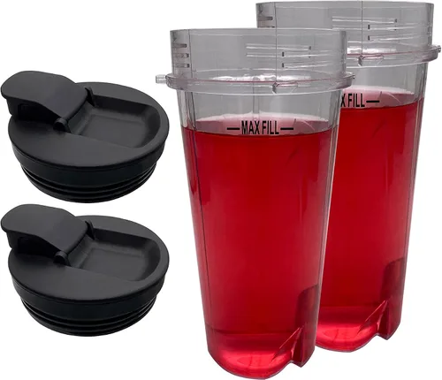 Miniatura 5 de Vaso de repuesto de 16 onzas con 4 pestañas y tapa, compatible con Nutri NINJA FIT 700 W, procesador de alimentos 2 en 1, licuadora profesional