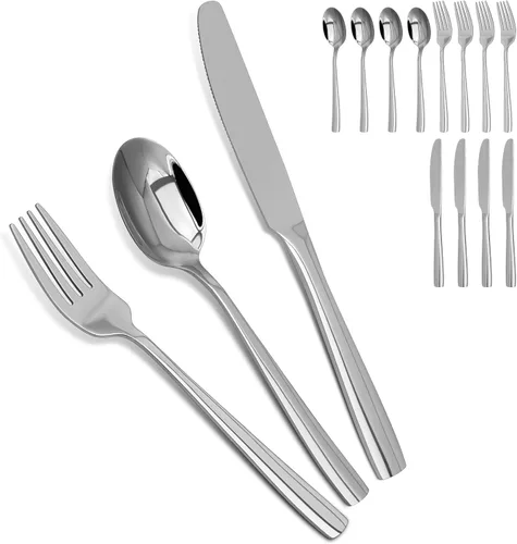Miniatura 11 de Juego de cubiertos de 24 piezas, juego de cubiertos para 8, juego de cubiertos de vajilla de acero inoxidable de grado alimenticio