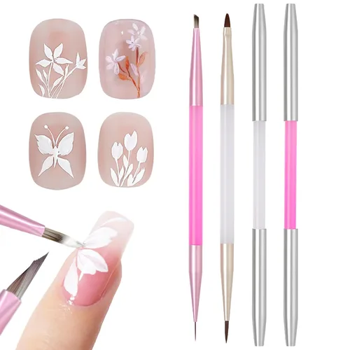 Miniatura 9 de 6 piezas Ombre Nail Brush Wood Nail Pen Ombre Brush para uñas de gel, cepillo degradado de uñas, pinceles de diseño de uñas, kit de pintura de uñas