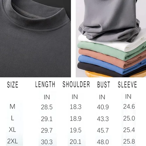 Miniatura 4 de Suéter de cuello alto para hombre, manga larga, diseño básico, elástico, ajustado, suéteres simulados