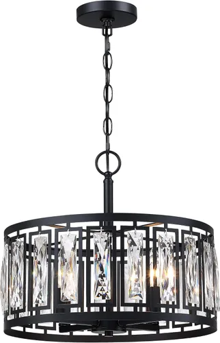 Miniatura 18 de Lámpara colgante de cristal con pantalla de tambor negra mate, araña de 2 paquetes para isla de cocina, luces de techo modernas para sala de estar