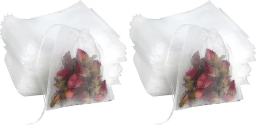 Miniatura 8 de 100 bolsas de té sueltas, bolsas de filtro de té, bolsas de malla desechables con cordón pequeño, bolsas de té vacías para café, bolsita