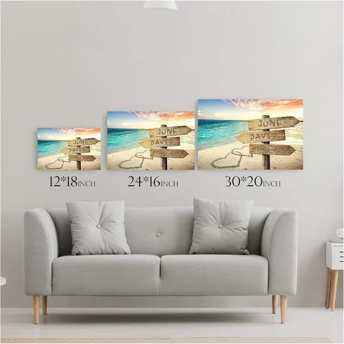 Miniatura 6 de Cartel de corazón en corazón, impresión de fotos o lienzo personalizados únicos con nombres de pareja y fecha especial en el letrero, regalo Signo