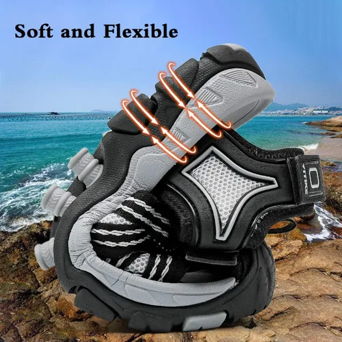 Miniatura 6 de JMFCHI Sandalias deportivas para niños, sandalias deportivas para exteriores, senderismo, atléticas, sandalias de playa con punta cerrada, zapatos