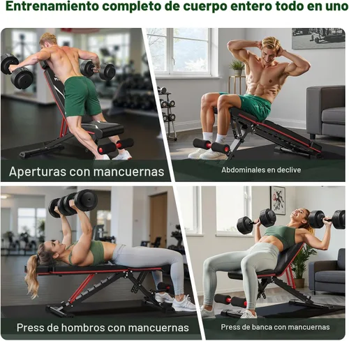 Miniatura 8 de FLYBIRD Banco de pesas ajustable que se adapta hasta 6'5'', capacidad de 750 libras para entrenamiento de cuerpo completo, banco plegable resistente