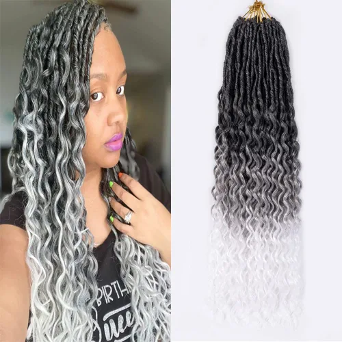 Miniatura 40 de Cabello de Ganchillo Goddess Locs de 12 Pulgadas 8 Paquetes Nuevos Locs Sintéticos Suaves Trenzas de Ganchillo Ondas Profundas Extensiones de 1b
