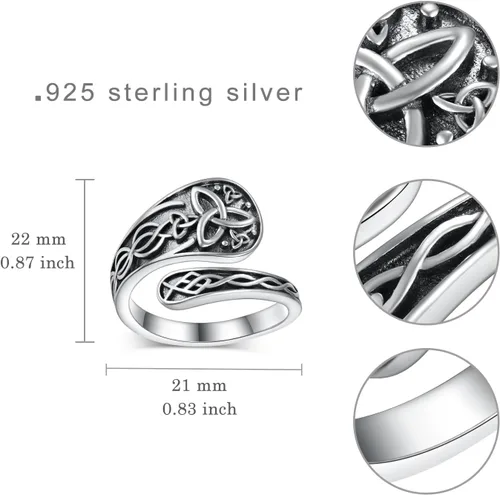Miniatura 4 de Anillos de cuchara para mujer, plata de ley 925, anillos de cuchara, anillos de pulgar vintage, regalos de joyería para mujeres y hombres
