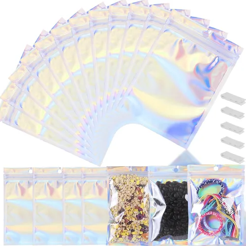 Miniatura 36 de 400 bolsas de Mylar resellables de 4 x 5 pulgadas, color negro, para almacenamiento de alimentos, bolsa resellable de Mylar con ventana transparente