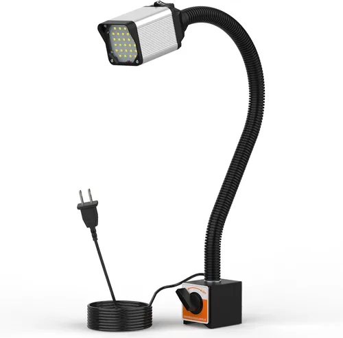 Miniatura 12 de Luz de trabajo magnética LED de 15.748 in Lámpara de cuello de cisne flexible 500 lúmenes 120 voltios para máquina de coser, torno de fresado