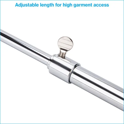 Miniatura 3 de SSWBasics Gancho cromado para ropa, poste de gancho cromado duradero, gancho ajustable de alto alcance para ropa, poste de gancho de metal
