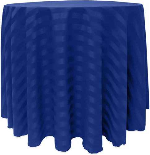 Miniatura 45 de ULTIMATE TEXTILE Mantel redondo de rayas satinadas de 84 pulgadas color marfil crema