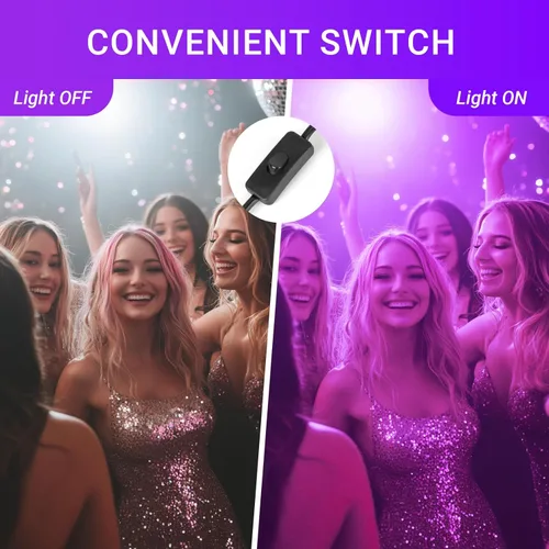 Miniatura 6 de Paquete de 2 Luces Negras LED de 40W IP66 Impermeables, Luz Negra con Enchufe e Interruptor, Reflector para Fiesta Fluorescente, Decoración
