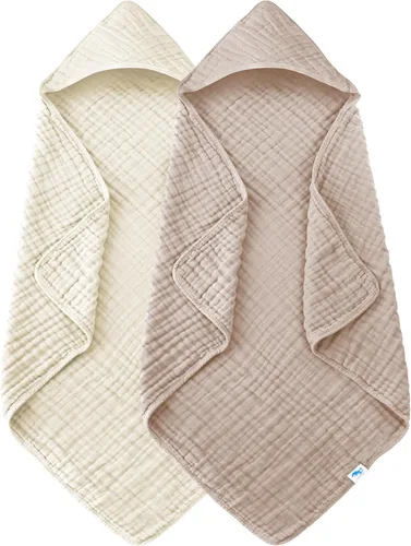Miniatura 11 de SWEET DOLPHIN - Paquete de 2 toallas de baño de muselina para bebés y niños pequeños, manta 100% algodón, 40 x 40 pulgadas, altamente absorbentes