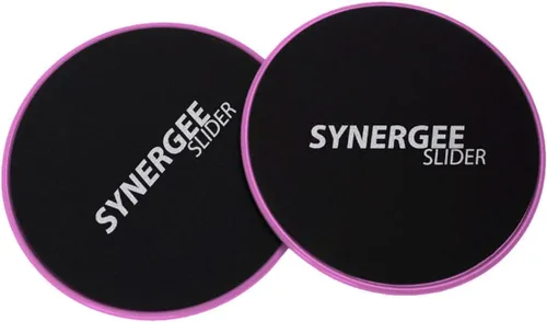 Miniatura 2 de Synergee Deslizadores de zona central. Uso de doble cara en alfombras o suelos de madera dura. Equipo de ejercicio abdominal Rosa (Power Pink)
