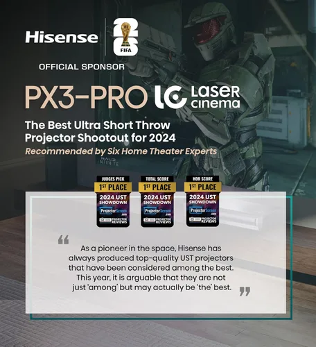 Miniatura 24 de Hisense PX3-PRO Proyector láser triple de proyección ultracorta, 4K UHD, 80” – 150”, 3,000 lúmenes, contraste 3000:1, Dolby Vision y Atmos, IMAX