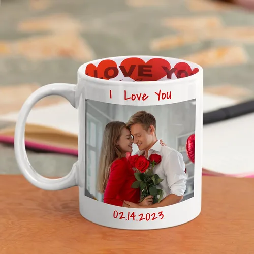 Miniatura 6 de Taza personalizada con texto en inglés "I Love You", regalos personalizados para parejas, regalos románticos con fotos para el día de San Valentín