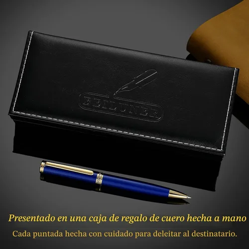 Miniatura 5 de BEILUNER Bolígrafo de gel de laca azul, impresionante bolígrafo de lujo con acabado de oro de 24 quilates, repuesto negro ADMOK, juego de regalo
