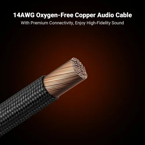 Miniatura 2 de Fosi Audio Cable de altavoz trenzado de 14 AWG de 0.9 pies, paquete de 1 par de cables con 4 enchufes tipo banana chapados en oro, cables negros