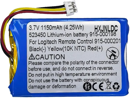 DC 3.7 V 523450 (503450) 1150mAh Batería de repuesto de polímero de litio para Logitech Harmony Touch, Harmony Ultimate Remote Controls 533-000083