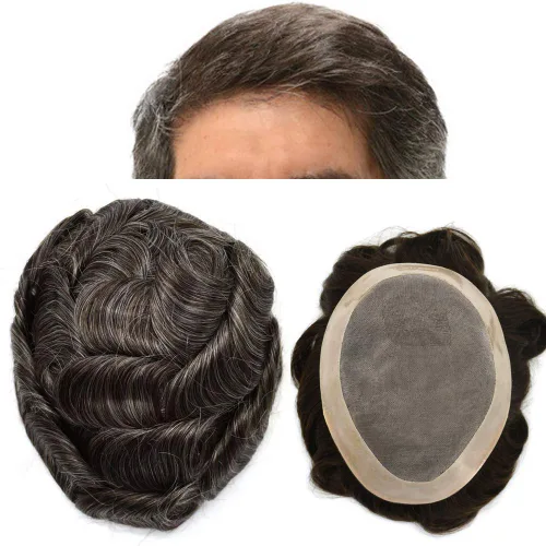 Miniatura 66 de Toupee cabello humano fino mono revestimiento de poliéster alrededor de la postizo duradero NPU monofilamento sistema de reemplazo de cabello