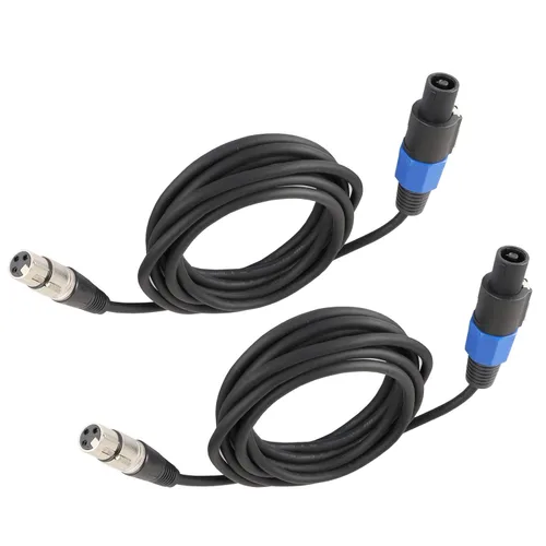Miniatura 12 de HBU Paquete de 2 cables SpeakOn a XLR de 15 pies – 2 cables de extensión macho a 3 polos XLR hembra – 15 pies de cable de audio para escenario DJ