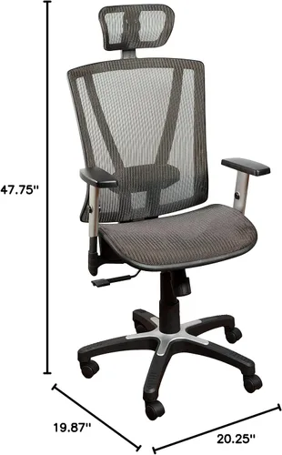 Miniatura 8 de Silla de oficina ergonómica ajustable marrón de 53 pulgadas de alto, silla ergonómica de oficina en casa, silla ergonómica con reposacabezas, sillas