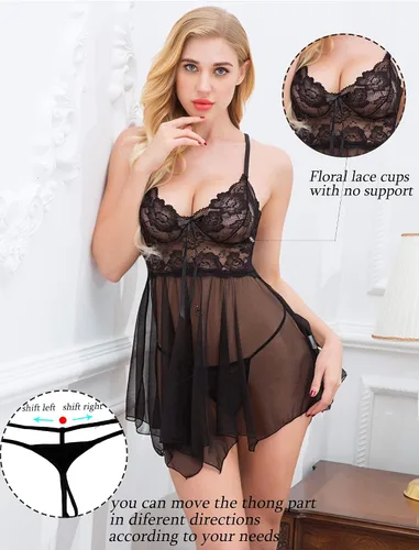 Miniatura 5 de Camisón Avidlove babydoll de encaje lencería sexy camisón de malla ropa de noche para mujer