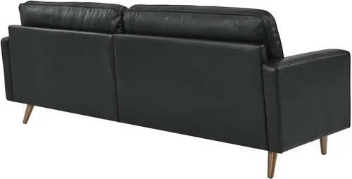 Miniatura 7 de Modway Valour - Sofá de cuero y espuma densa de 88 pulgadas con acabado negro