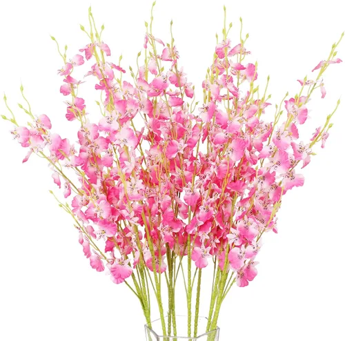 Miniatura 11 de Orchids Flores artificiales de seda falsas de seda bailarinas de 37 pulgadas de tallo largo a granel 10 piezas decoración de interiores