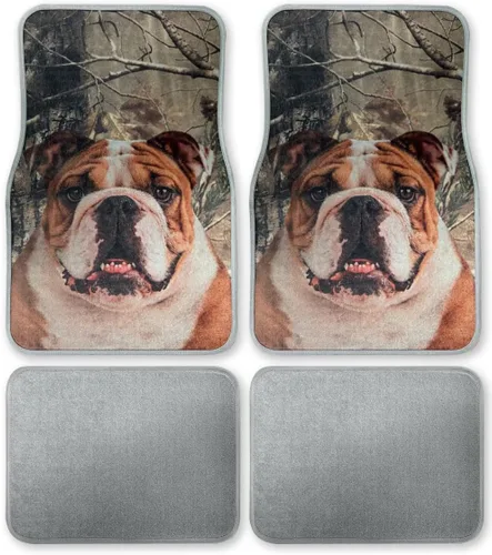 British Bulldog - Alfombra de asiento delantero y trasero de ajuste universal para automóvil, camión, SUV, 4 unidades
