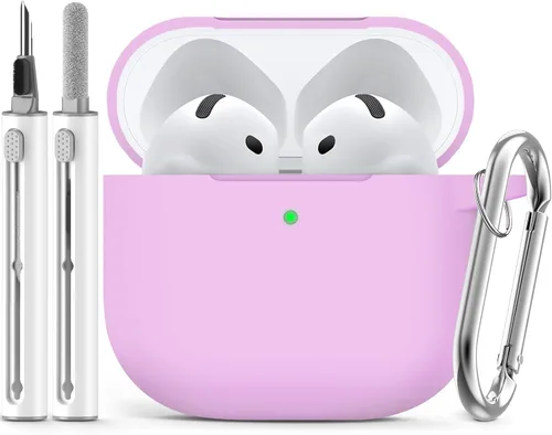 Miniatura 41 de Ljusmicker – Funda para AirPods 4 (2024) con cierre magnético en la tapa y juego de limpieza, funda protectora de silicona suave para Apple AirPods