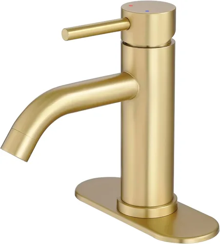 Miniatura 10 de GENBONS Grifos de Baño, Grifo de Fregadero de Baño de Un Solo Agujero Níquel Cepillado, Grifo Moderno de Fregadero de Tocador de Una Sola Manija, 1