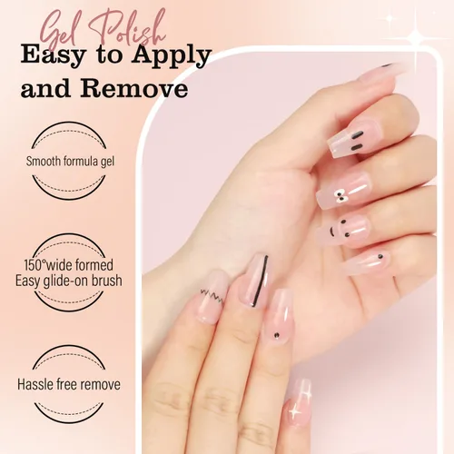 Miniatura 5 de FZANEST Juego de Esmalte de Uñas de Gel Transparente Rosa Desnudo, Kit de Esmalte de Uñas de Gel de 6 Colores, Rosa Natural Translúcido Lechoso, Kit