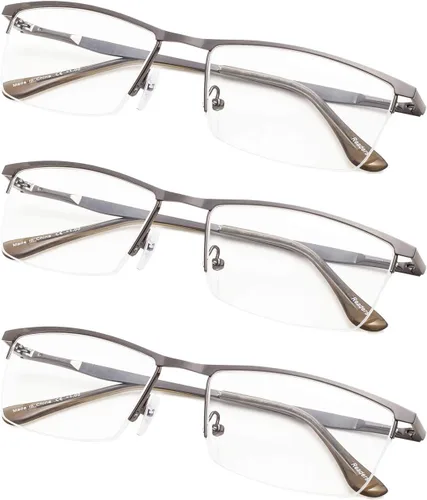 Miniatura 7 de Gafas de lectura de media llanta, paquete de 3 con bisagras de resorte para mujeres y hombres, negro, (3-Pack Black)